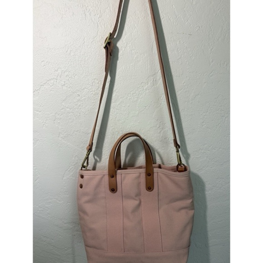 North End Bag Co The MARTIN Tote Bag Peachy Pink Canvas & Leather Trim Crossbody - Picture 5 of 15